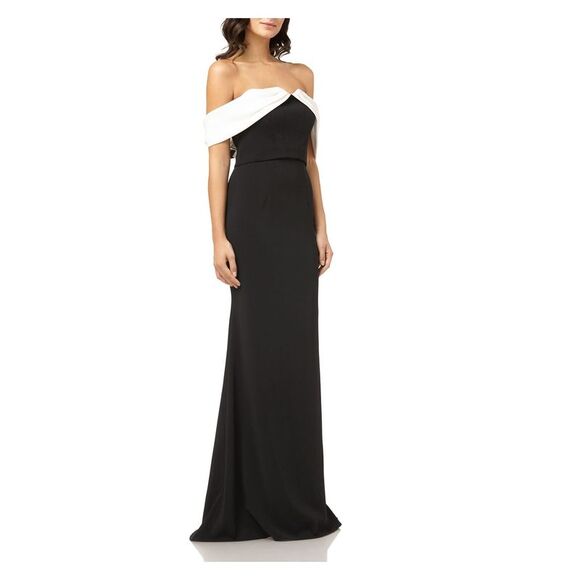 NWT CARMEN MARC VALVO Womens Black Full-Length Sheath Formal Dress Size: 4 NWT CARMEN MARC VALVO Womens Black Full-Length Sheath Formal Dress Size: 4